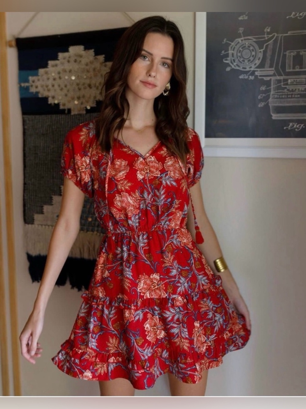 Band of the Free by Band of Gypsies Connie Garnet Floral Mini Dress